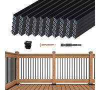 Muzata 50Pack 32" Aluminum Deck Balusters Square Black Railing Stair Porch Staircase Spindles 3/4" Diameter Hollow for Wood and Composite Deck WT26