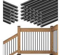Muzata 50Pack 36" Aluminum Deck Balusters Round Black Deck Railing Stair Porch Staircase Spindles 3/4" Diameter Hollow for Railing Fencing Porch Stair WT01