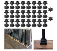 Muzata 50Pack Baluster Shoes Aluminum Flat Base Shoe for 1/2" Square Balusters Black Staircase Spindle Level Shoes, WT10