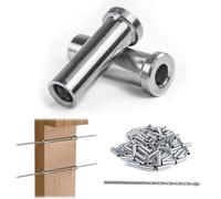 Muzata 50Pack Stainless Steel Protective Sleeves Cable Railing Kit Hardware for 1/8" Wire Rope Cable Wood Posts T316 Marine Grade Deck Stair Railing CR13,CP1