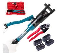 Muzata 60KN Upgraded Custom Hydraulic Hand Crimper Tool for 1/8" 5/32" 3/16" Stainless Steel Cable Railing Kit Wire Rope Swaging 3Pair Dies with Wire Cable Cutter CT01, CT1