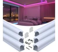Muzata 6Pack 3.3FT/1M Excellent Spotless LED Aluminium Profile with Thicker Milky White Cover No Hot Spots Silver Deeper LED Strip Diffuser Channel Strip Light Diffuser U108 WW 1M