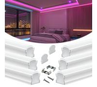 Muzata 6Pack 3.3FT/1M White LED Channel System Spotless with 60° Curved Thick Milky White Neon Effect LED Cover Diffuser U Shape 17x20mm Aluminum Track for LED Strip Light, U108 1M HW, LN1