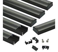 Muzata 6Pack 3.3FT Black LED Strip Profile with Transparent Cover U1SW BT