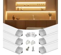 Muzata 6Pack 3.3FT Silver V-shape Corner LED Profile Milky Cover V1SW WW
