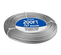 Muzata Stainless Steel Cable 1/8 inch,T316 Marine Grade Wire Rope,7x7 Strands Construction for Cable Railing,Balustrade DIY,Decking,200FT