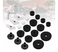 MuzcYM 23pcs Standard Size Cymbal Stand Sleeves and Felt for Drum Set with Base Wing Nuts Cymbal Washer and Drum Keys, Black Cymbals Stand Felt Pads Replacement