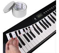 MuzcYM Piano Keyboard Stickers 61 Full Size Key Set Free Paste Keyboard Rake Note Marker Overlay Piano Key Stickers for Beginners Kids with Colorful Bigger and Bold Letters, Transparent and Removable