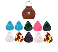 MuzcYM PU Leather Guitar Picks Holder Case with 10pcs Multicolor Guitar Picks, Keychain Plectrum Bag Picks Set