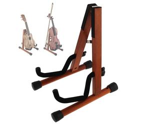 MuzcYM Violin Stand, Ukulele stand, Wooden Banjo Stand, Real Mahogany Solid Wood Floor Violin Stand with Bow Holder, Foldable A Stand for Ukuleles Violin Viola with Bow Holder