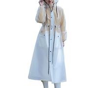 Muzeca Long Transparent Raincoat Waterproof Rain Poncho with Elastic Waistband for Adults White Large, Blue