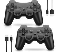 MUZELI Controller für PS3, 2 Pack Kabelloser Controller für Playstation 3 mit Double Shock Ergonomie, wiederaufladbarer Gamepad-Joystick mit Ladekabel(2 Schwarzc)