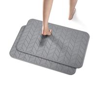 muzha 2 Pack Diatomaceous Earth Shower Mat, Stone Bath Mat, Nonslip Super Absorbent Fast-Drying Hard Bath Mat for Bathroom Shower Floor, 24 x 16 inch, Grey Arrow Design