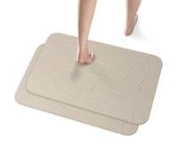 muzha 2 Pack Diatomaceous Earth Shower Mat, Stone Bath Mat, Nonslip Super Absorbent Fast-Drying Hard Bath Mat for Bathroom Shower Floor, 23.62 x 15.35 inch, Grey and White Pattern