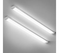 muzha 2 Packs LED Batten Lights 4FT 40W 4000k Daylight,Low Profile Wall or Ceiling Surface Mounted Fitting for Home/Workshop/Office/School Restaurant