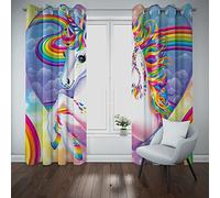 MUZHILI Rainbow Unicorn Blackout Curtains for Girls Bedroom Colorful Sky Fantasy 3D Cute Printed Pattern Thermal Insulated Room Darkening Window Drapes, Set of 2 Panels (W75cm (29.5") x D166cm (65"))