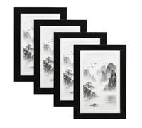 MUZHUPGUZ 4 Pcs 6x4 Frames Black Wall Mount or Tabletop Portrait/Landscape Photo Postcard Frames