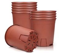 Muzihra 11cm Plastic Plant Pot Pack of 10, Root-Control Nursery Seedling Planter Decorative Garden Flower Pot Container Green for Indoor Outdoor Bonsai Plants - Red