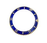 MUZIJING Silver Gold Steel 40mm SUB 116610 Watch Fluted Bezel Pad Black Green Blue Ceramic Bezel 41mm 126610 for RLX SUB Watch Case (Blue Gold, 41mm 126610)