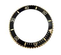 MUZIJING Silver Gold Steel 40mm SUB 116610 Watch Fluted Bezel Pad Black Green Blue Ceramic Bezel 41mm 126610 for RLX SUB Watch Case (Black Gold, 41mm 126610)