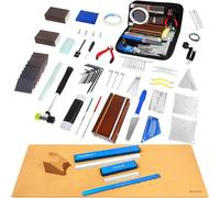 Muzikion Comprehensive Luthiers Tool Kit, Complete Guitar Repairing Maintenance Tool Kit, Pro Guitar Setup Kit with Guitar Work Mat and Neck Rest Files Gauges Wrenches for Guitar Workstation