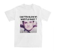 MUZIKTINGER Casual Josh Hutcherson T Shirt Men Crewneck Short Sleeve Tops Shirts Can You Blow My Whistle White M