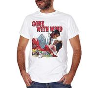 MUZIKTINGER Men's Gone The Wind Gone The Wind Vintage Clark Gable T-Shirt White XL