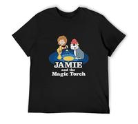 MUZIKTINGER Men's Jamie and The Magic Torch Retro Kids Tv Show Cartoon T-Shirt Black L