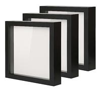 Muzilife 3D Picture Frame for Filling with Glass Pane, Three-Piece Set, 20 x 20 cm Deep Object Frame, Square Shape, Gift for Family Friends, Pack of 3, Black