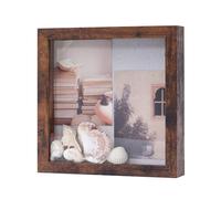 Muzilife 3D Picture Frame for Filling with Glass Panel 20 x 20 cm Deep Wooden Frame, Object Frame Shadow Box, as a Gift for Family Friends, Photo Memory Box (Dark Brown, 20 x 20 cm)