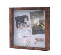 Muzilife 3D Picture Frame for Filling with Glass Panel 30 x 30 cm Deep Wooden Frame, Object Frame Shadow Box, as a Gift for Family Friends, Photo Memory Box (Dark Brown, 30 x 30 cm)