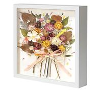 Muzilife Deep Box Photo Frame with Linen Mat 10x10 1pc, Inside Depth 1inch, 3D Shadow Box Picture Frame with Glass Panel for Hang or Display, White