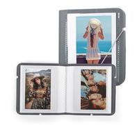 MUZIRI KINOKOO 28 Pockets Photo Album for Instax WIDE EVO/Link WIDE/WIDE 400 Instant Camera Film, PU Leather Album for WIDE 300/WIDE 210,4.25 * 3.4 Inch Film Collection Souvenir Mini Album Book-Grey