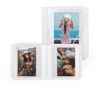MUZIRI KINOKOO 28 Pockets Photo Album for Instax WIDE EVO/WIDE 400 Instant Camera Film, PU Leather Album for WIDE 300/WIDE 210 Camera, 4.25 * 3.4 Inch Film Collection Souvenir Mini Album Book - White