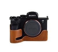 MUZIRI KINOKOO Alpha 7 IV Case for Sony Alpha 7 IV /A7M4 / A7S3 / A1 Camera - PU Leather Half Body Camera Base with Opening Bottom - Brown
