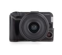 MUZIRI KINOKOO Case for Canon EOS R50 V Camera, PU Leather EOS R50 V/R50V Camera Half Protective Case with Opening Bottom and Hand Grip Design - Retro Style- Black