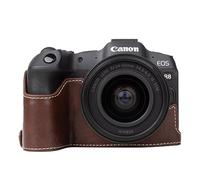 MUZIRI KINOKOO Case for Canon EOS R8/EOSR8 DSLR Camera, Retro Style PU Leather Canon EOS R8 Protective Case with Hand Grip and Opening Bottom Design - Coffee