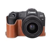 MUZIRI KINOKOO Case for Canon EOS R8/EOSR8 DSLR Camera, Retro Style PU Leather Canon EOS R8 Protective Case with Hand Grip and Opening Bottom Design - Brown
