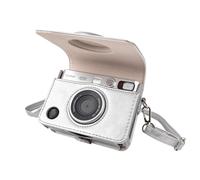 MUZIRI KINOKOO Case for Fuji Instax Mini EVO Instant Camera - PU Leather Mini EVO Protective Case in Lychee Texture Horizontal Style - with Adjustable Shoulder Strap - Silver