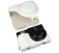 MUZIRI KINOKOO Case for Panasonic Lumix DC-TZ99 Digital Camera, PU Leather Protective Cover for Lumix TZ99, Detachable Carrying Case with Adjustable Shoulder Strap - White