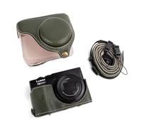 MUZIRI KINOKOO Case for Panasonic Lumix DC-TZ99 Digital Camera, PU Leather Protective Cover for Lumix TZ99, Detachable Carrying Case with Adjustable Shoulder Strap - Green
