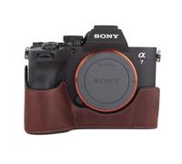 MUZIRI KINOKOO Case for Sony A7V/A7RV/A7 IV Camera, Retro Style Genuine Leather Half Case for Sony Alpha 7V/A7M5/A7R5/A7RM5/A7M4 with Opening Bottom and Hand Grip Design - Brown