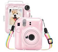 MUZIRI KINOKOO Clear Case for Instax Mini 12 Camera - Hard PVC Protective Case Compatible for Fuji Instax Mini 12 Instant Camere - Mini 12 Case Designed in Back Photo Pocket with Rainbow Strap