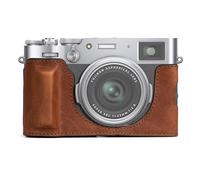 MUZIRI KINOKOO Fuji X100VI Case, Genuine Leather Protective Half Case Compatible for Fujifilm X100VI Camera - with Opening Bottom and Hand Grip Design - Brown