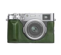 MUZIRI KINOKOO Fuji X100VI Case, Genuine Leather Protective Half Case Compatible for Fujifilm X100VI Camera - with Opening Bottom and Hand Grip Design - Green
