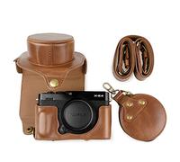 MUZIRI KINOKOO Fuji XE4 Case, Protective Case Compatible for Fujifilm X-E4/ XE4 Camera - PU Leather Half Case with Shoulder Strap - Coffee