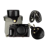 MUZIRI KINOKOO Fuji XE4 Case, Protective Case Compatible for Fujifilm X-E4/ XE4 Camera - PU Leather Half Case with Shoulder Strap -Black