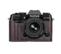 MUZIRI KINOKOO Fuji XT50 Case, Genuine Leather Protective Half Case Compatible for Fujifilm X-T50 Fuji XT50 Camera - with Opening Bottom and Hand Grip Design - Coffee