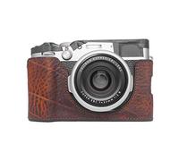 MUZIRI KINOKOO Genuine Leather Case for Fuji X100V Real Leather Grip Case Fujifilm X100V Bottom Case Protective Case Leather Case for X100V-Brown