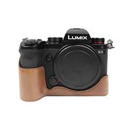 MUZIRI KINOKOO Lumix DC-S5 /S5 II Case, Camera Case Compatible for Panasonic Lumix DC-S5 / S5 Mark II Camera Bottom Case - PU eather Protective Case with Grip - Coffee